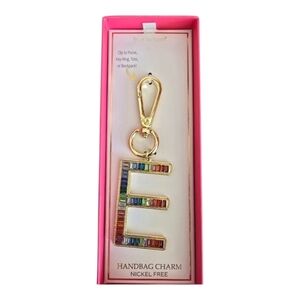 Handbag Charm Keychain True to Form Initial Letter E Gold Purse Backpack Bag